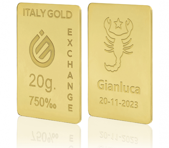 Gold ingots Star Signs - Scorpio - 18Kt - 20gr IGE GOLD